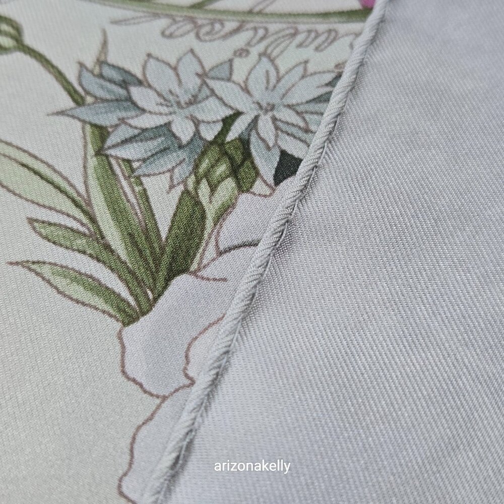 Brooks Brothers Silk Scarf Four Seasons of Flowers Purple Grey - Picture 15 of 16